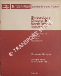 Passenger Services - Shrewsbury, Chester & North Wales Timetable with services to Liverpool, London, Manchester, 18 April 1966 to 5 March 1967 by British Rail London Midland Region